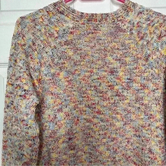 Time And True Cable Knit Sweater V-Neck White/Multicoloured Size Large - Picture 14 of 16